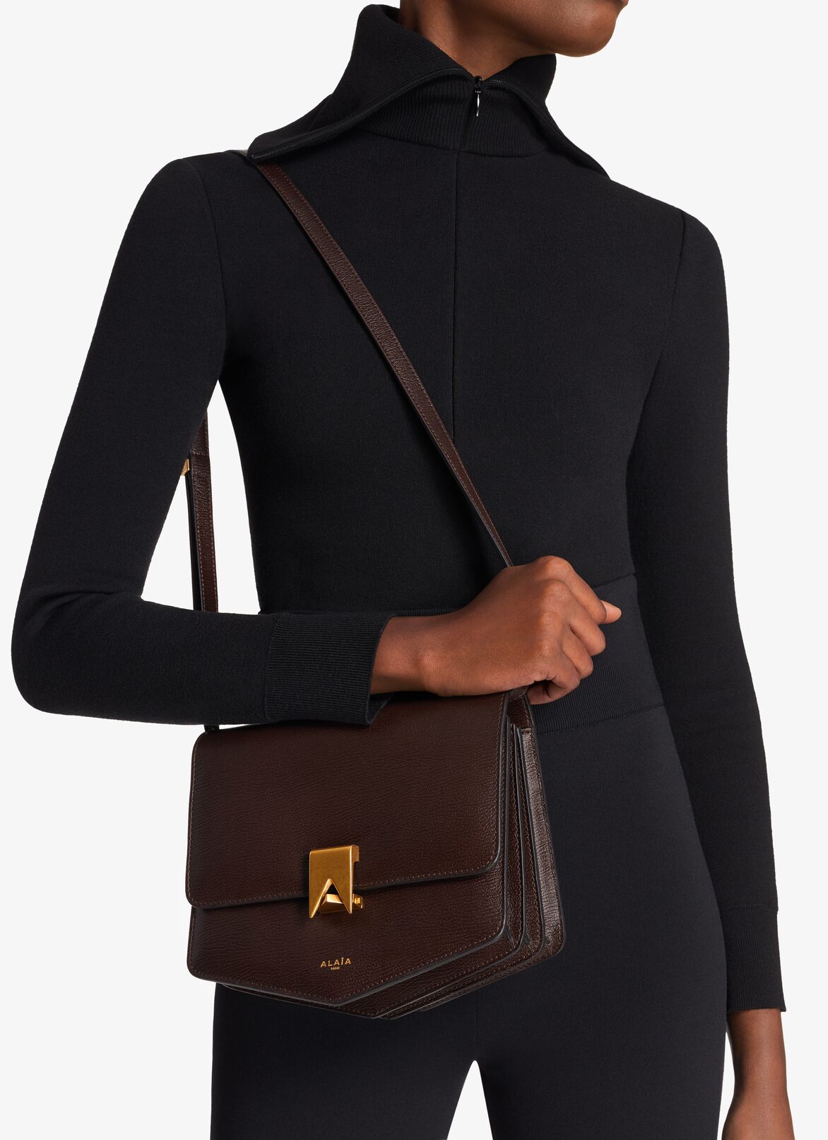 Le Papa bag in calfskin ALAÏA DARK BROWN LE PAPA BAG IN CALFSKIN